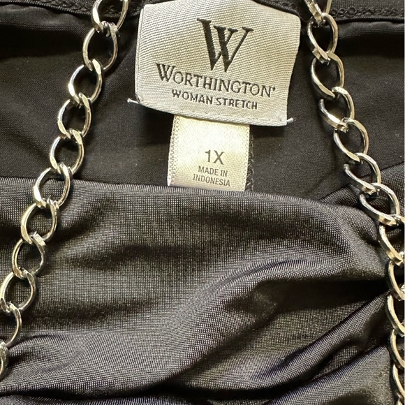 Worthington stretch going out dinner party top with necklace 2-piece size 1x - Picture 4 of 5